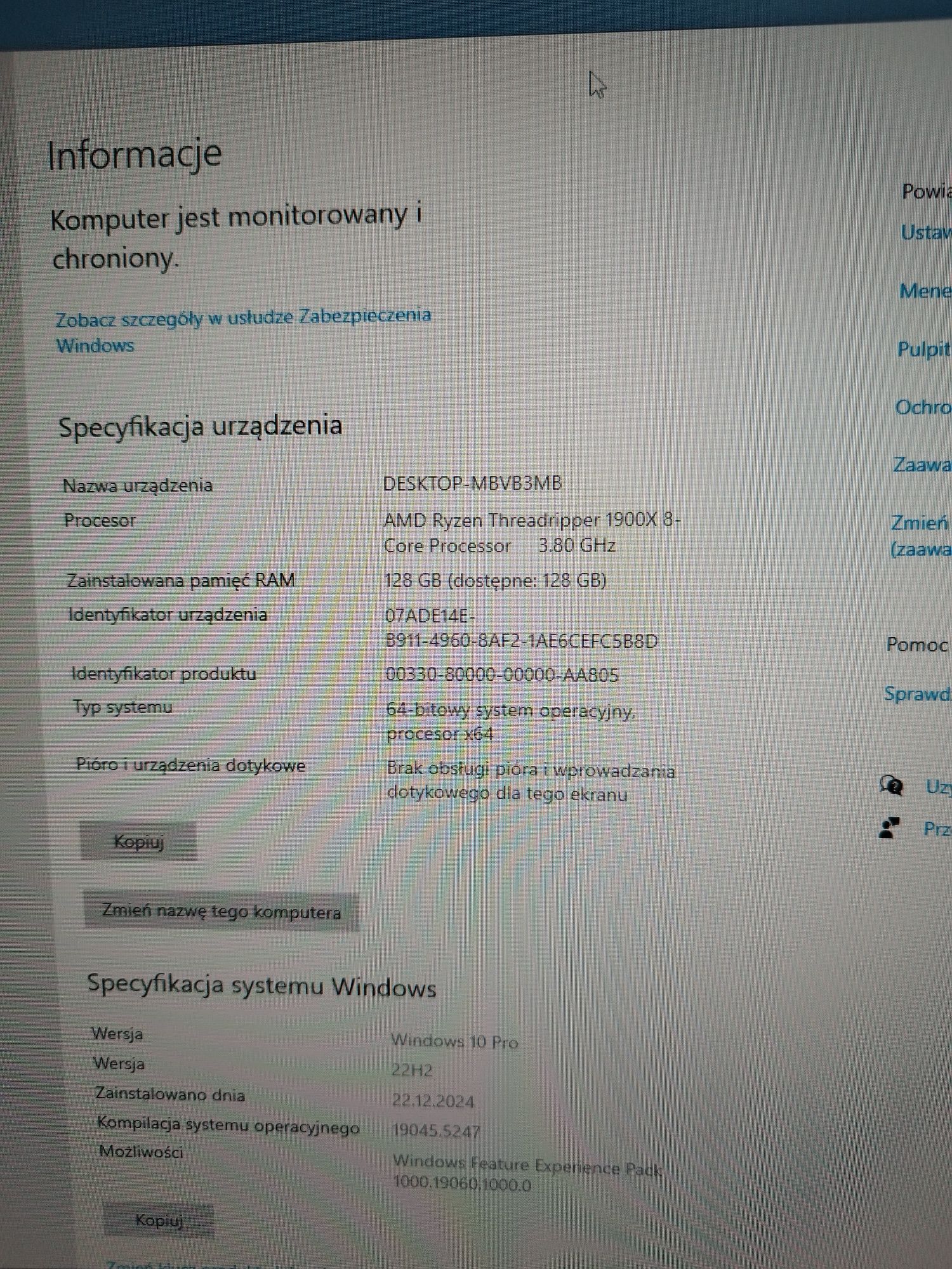 Komputer Threadripper 128GB RAM