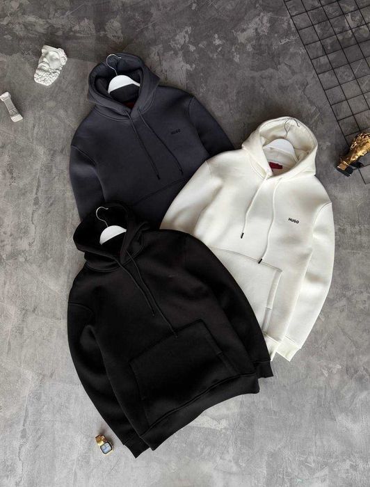 Худі Hugo Boss Premium на флісі з qr-кодом i57/HG102