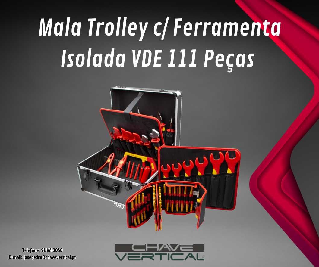 Mala Trolley com Ferramenta Isolada VDE 111 Peças  JR19