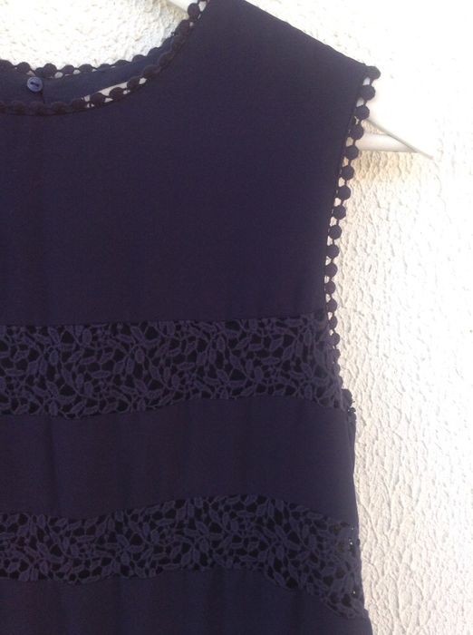 Vestido azul escuro com renda S (novo)