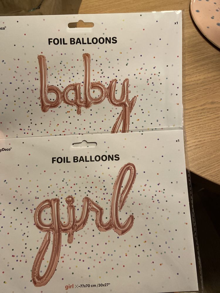 Balony napis baby girl i mom to be na baby shower