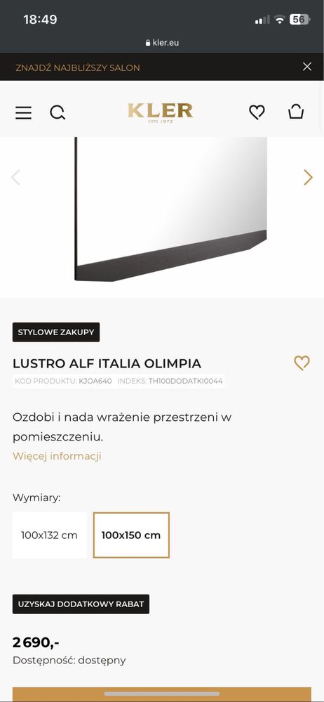 Lustro Kler ALF ITALIA OLIMPIA 100x150