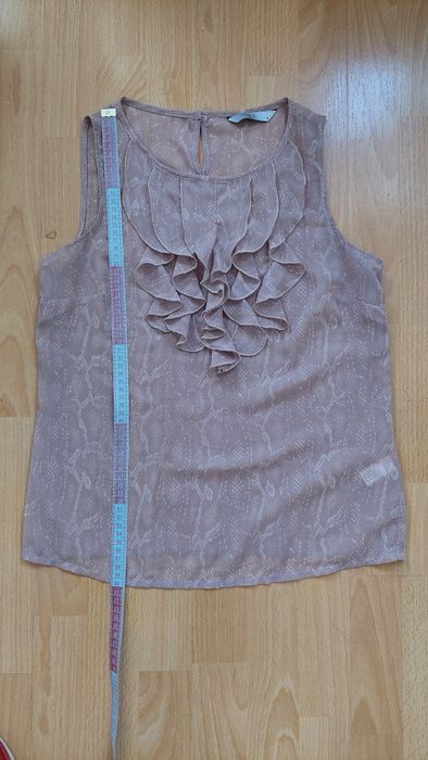 Bluzka na lato z żabotem cienka przezroczysta rozmiar 36