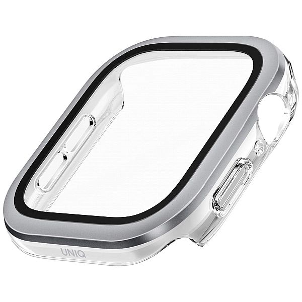 Etui ze szkłem hartowanym UNIQ Voute na Apple Watch 10/42 mm - srebrne