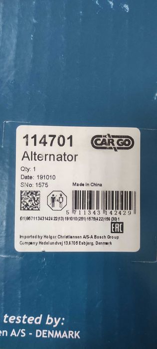 Генератор Cargo 114701. Для авто CASE; IVECO; NEW HOLLAND; RENAULT.