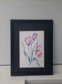 Тюльпани, картина олівцями