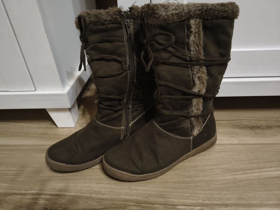 Śniegowce brązowe kozaki zimowe