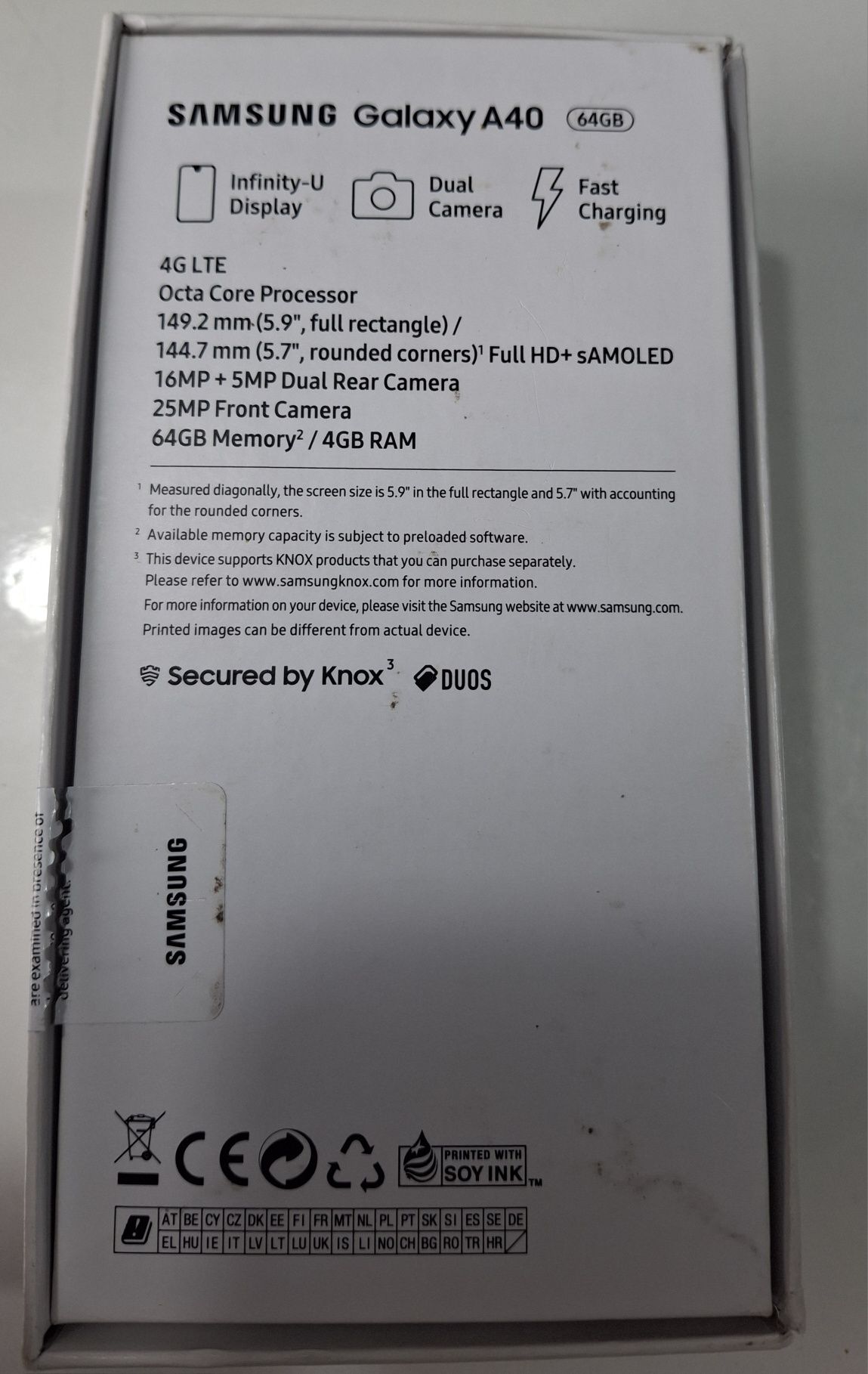 Samsung A40 4/64, zbita szybka, sprawny