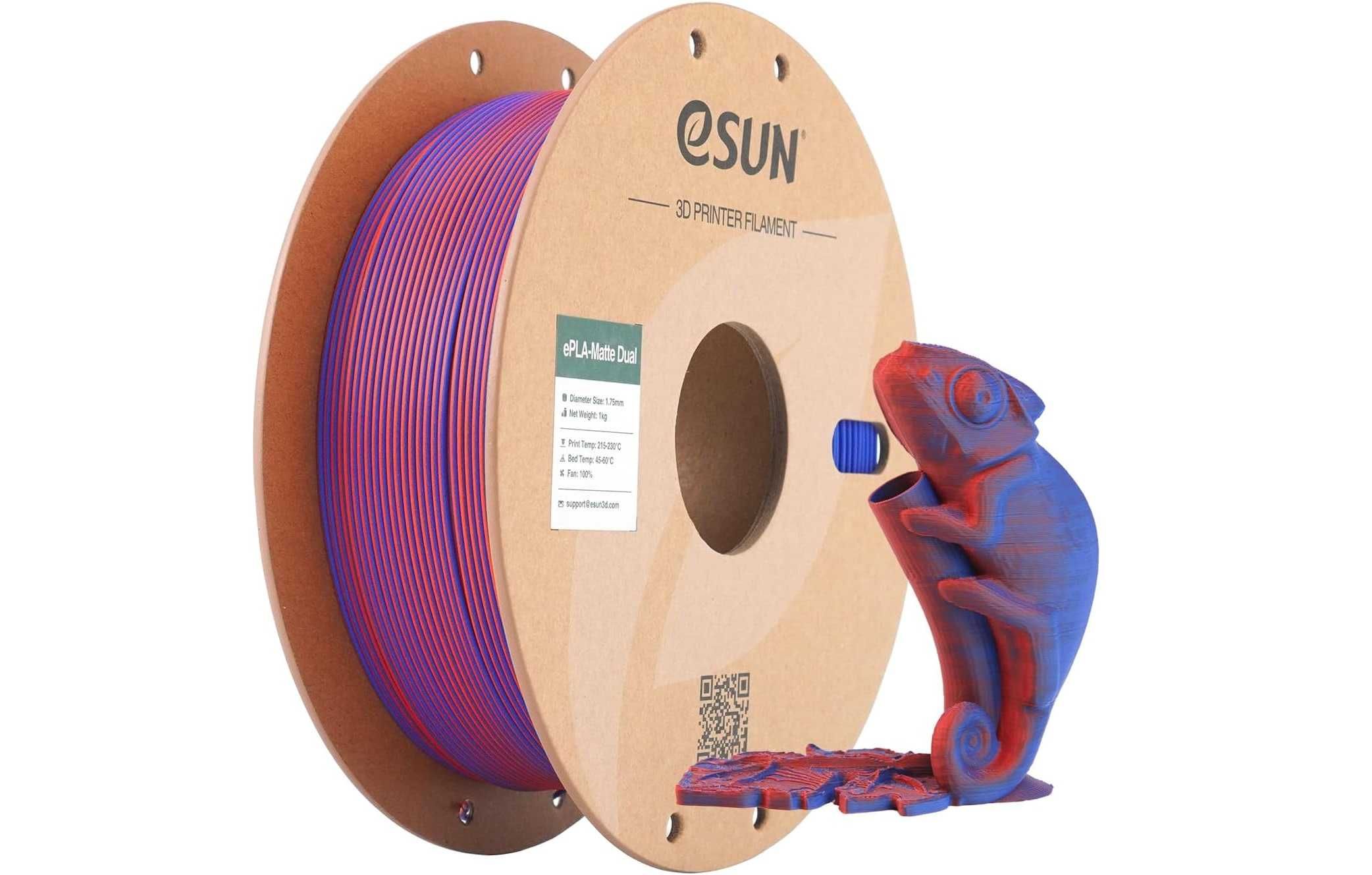Filament eSUN PLA Matte Dual Colour 1.75 mm - 1 kg czerwony-niebieski