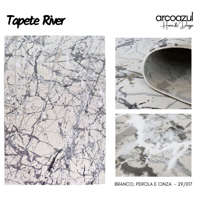 Tapete River Abstracto Dourado e Branco - 190x290cm By Arcoazul