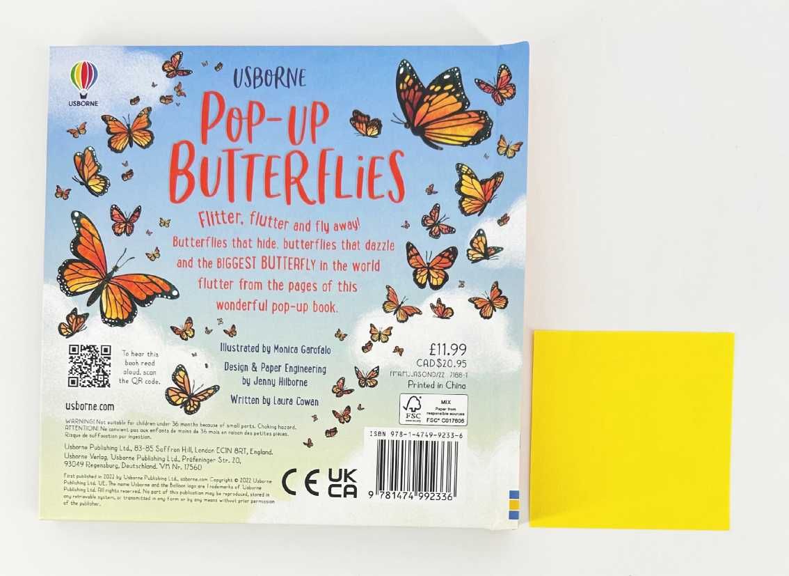 NOWA	Usborne Pop-Up Butterflies książka po angielsku dla dzieci