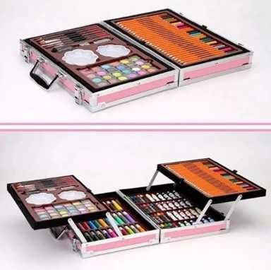 Набір для малювання 145 предметів у кейсі рожевий / блакитний