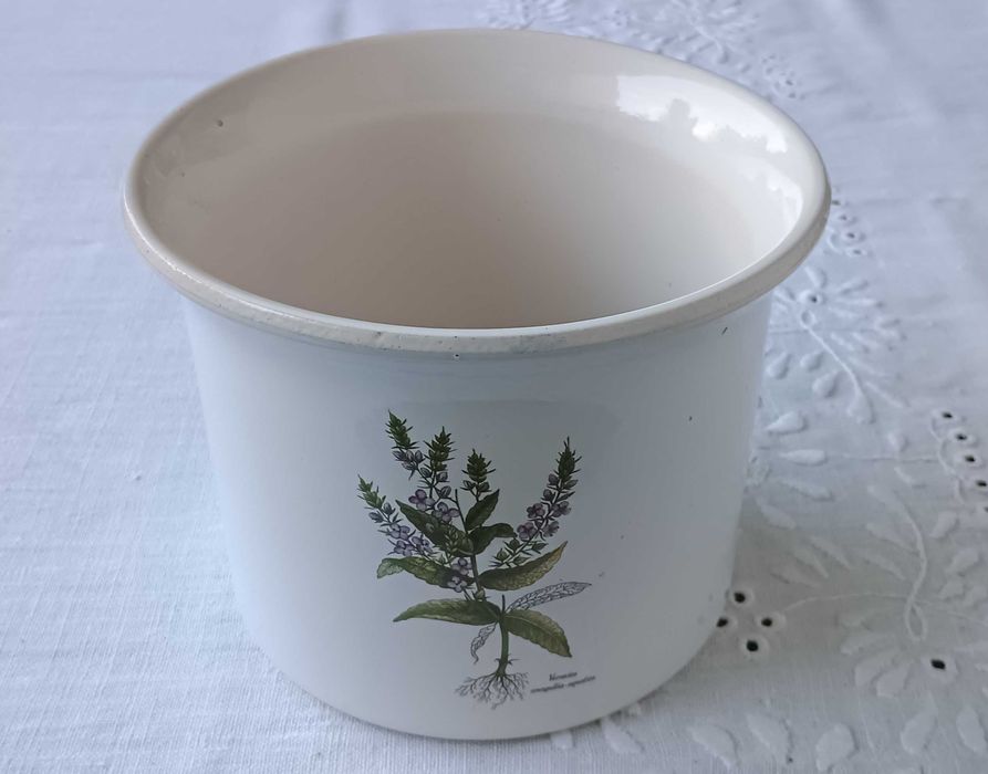 Ceramiczna doniczka 17 cm, temat: botanika, zioła