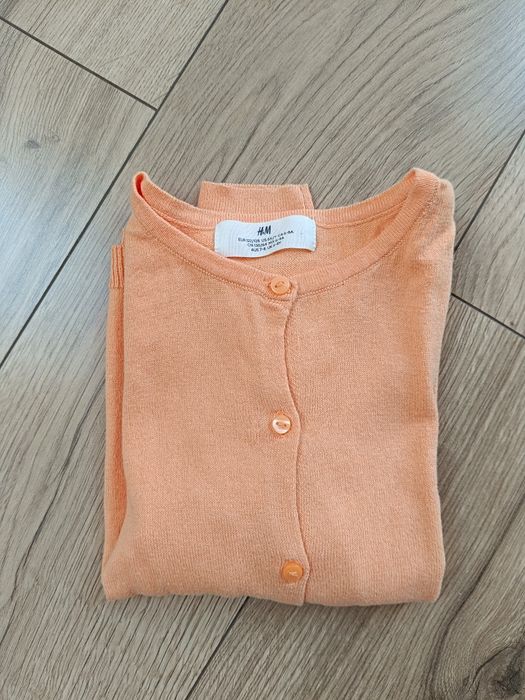 Pomarańczowy kardigan sweterek dziewczęcy 100% Bawełny 122/128 cm H&M