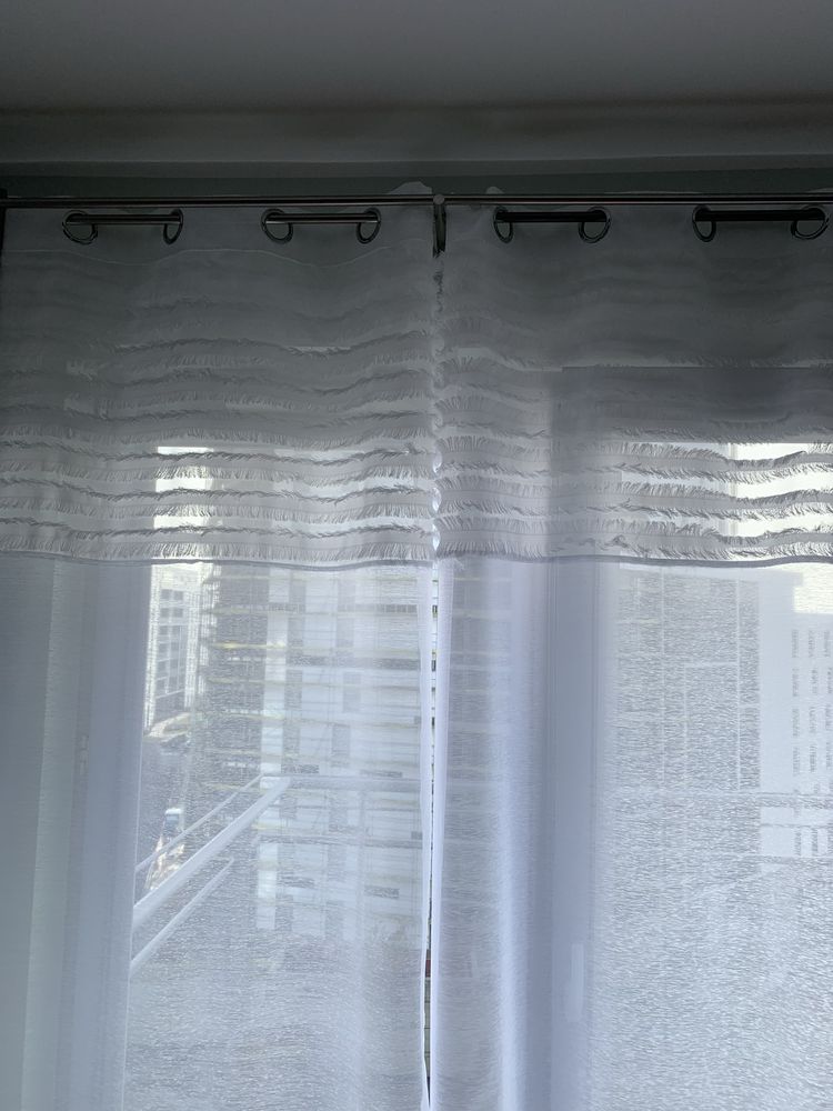 Firany 2szt 140x260 białe frędzelki boho