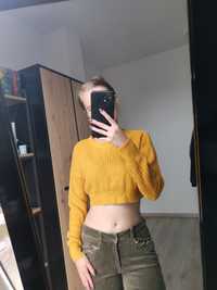 Żółty sweter crop top