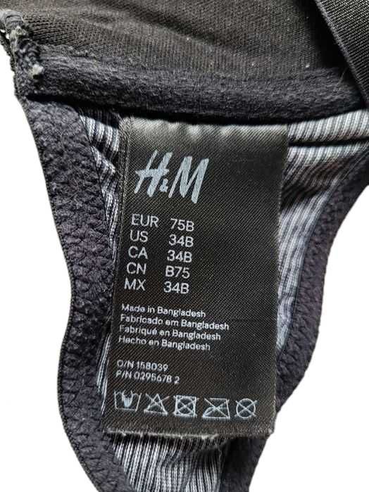 Stanik biustonosz push up 75B H&M wzór paski bielizna damska