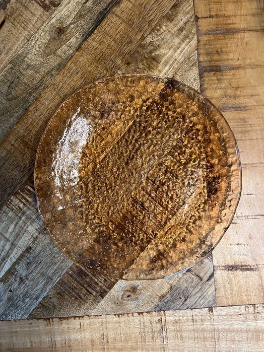 Talerz Sahara Huta szkła Ząbkowice projekt Drost bursztynowy