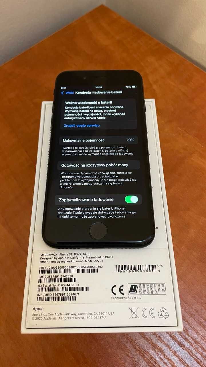 iPhone SE 2020 64GB Czarny - Super Stan + Pudełko