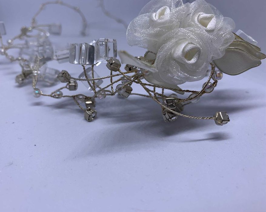 nowa duża giętka gałązka rękodzieło ślub kryształki róże opaska modern