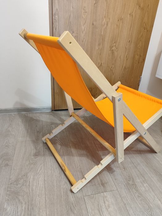 Nowy Nieużywany Drewniany Leżak Plażowy Zielony