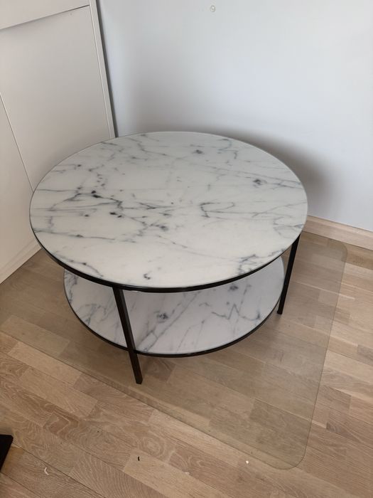 Stolik kawowy szklany motyw marmur