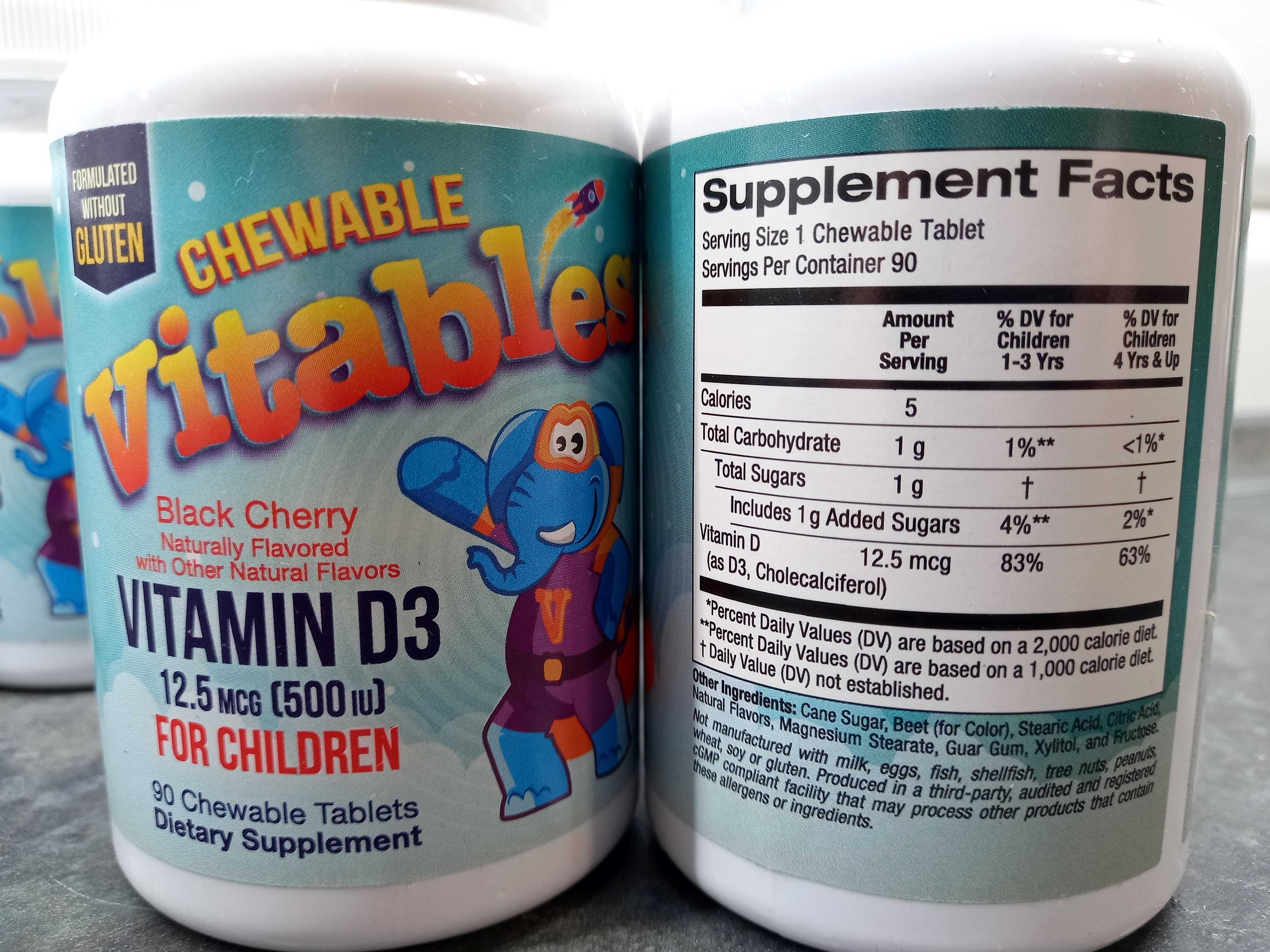 -70% Vitables, Vitamin D3 Childrens 500 МЕ (90 жев.таб.), D3 для детей