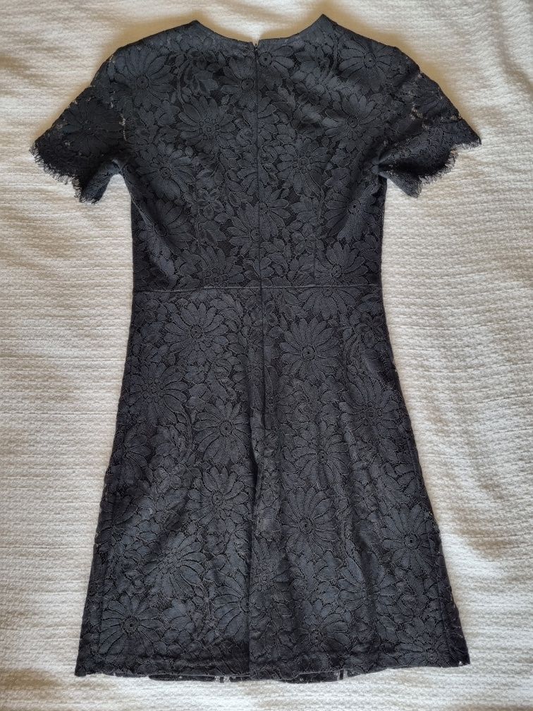 Reserved, koronkowa sukienka, haftowana, czarna w kwiaty, impreza, 34