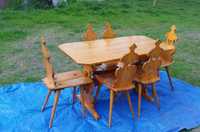 [RETRO]Komplet stół + 6 krzeseł, drewniane