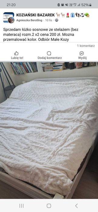 Łóżko sosnowe ze stelażem 2m×2m