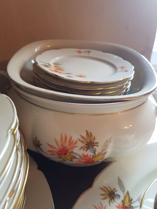 Giesche zestaw obiadowy 6 osób serwis kwiaty slask polska porcelana 30