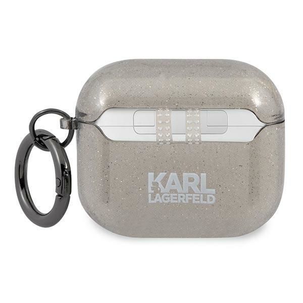 Etui Karl Lagerfeld AirPods 3 Karl`s Head Czarny z Brokatem