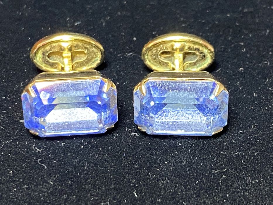 Запонки L'Aiglon, кристаллы, позолота, винтаж