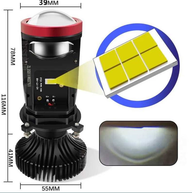Светодиодные LED линзы Y7D Н4 линзы H4 LED без разбора