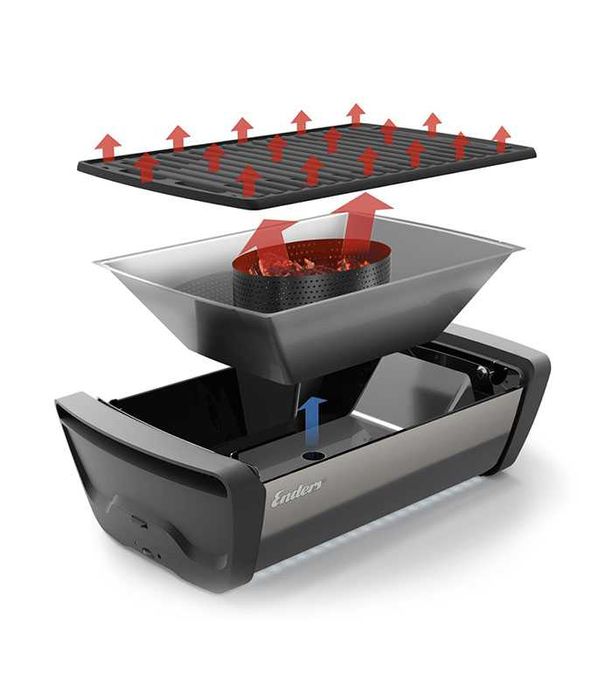 Grelhador barbecue sem fumo portátil bateria led ventilador