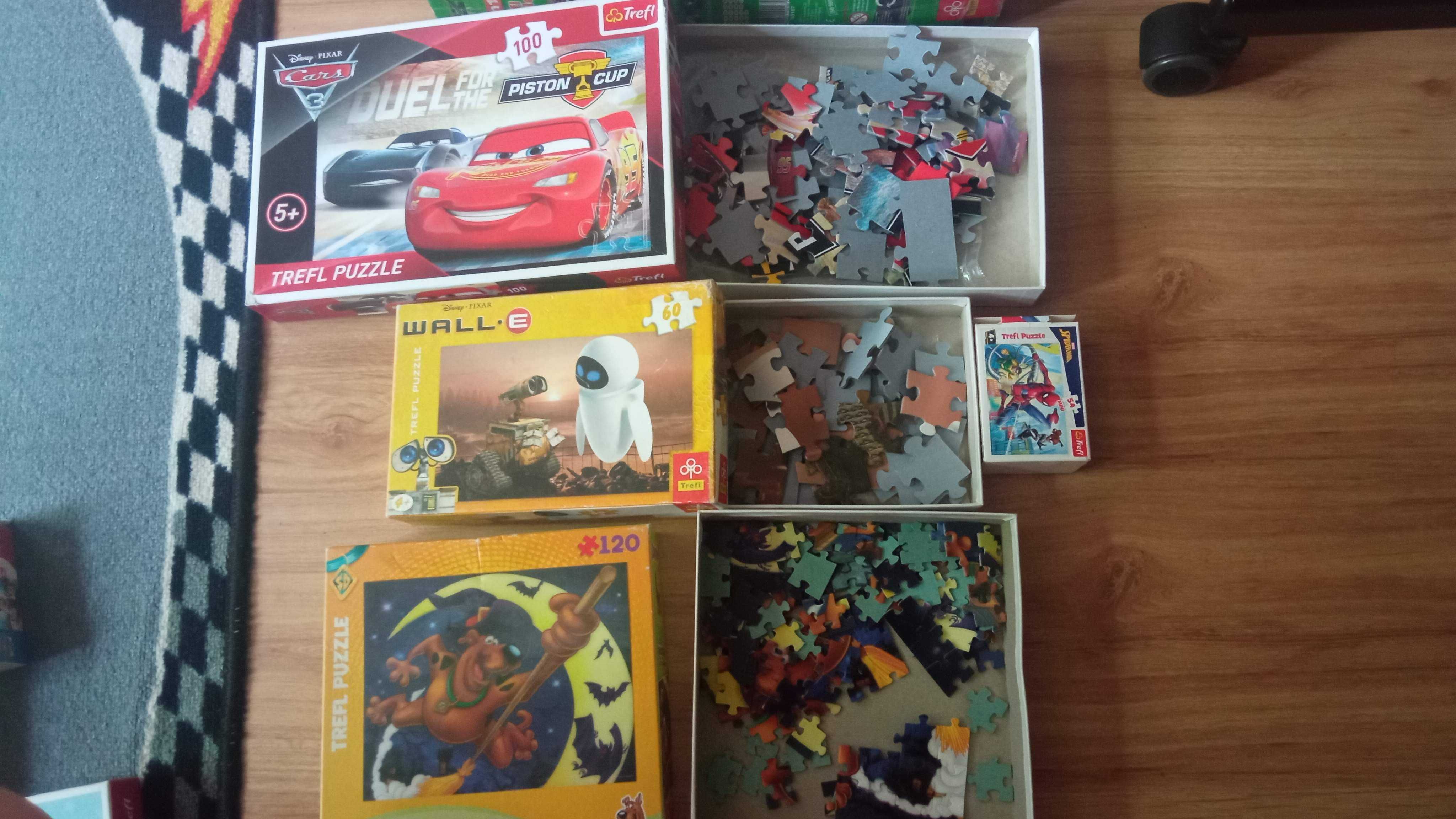 Puzzle Trefl McQueen auta 9w1, Spiderman, Scooby Do, zwierzęta 10w1