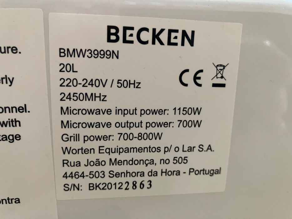 Microondas Becken para peças