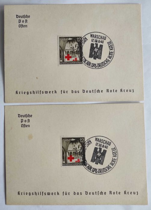 Kartki pocztowe GG 1940 okupacja III Rzesza Rote Kreuz zestaw 2 sztuk