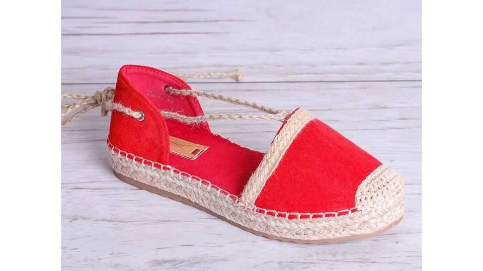 Wyprzedaż!! Espadryle wiązane czerwone 37