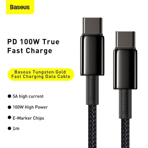 Кабель Baseus з чіпом Type-C to Type-C 100W / 5A / 200см