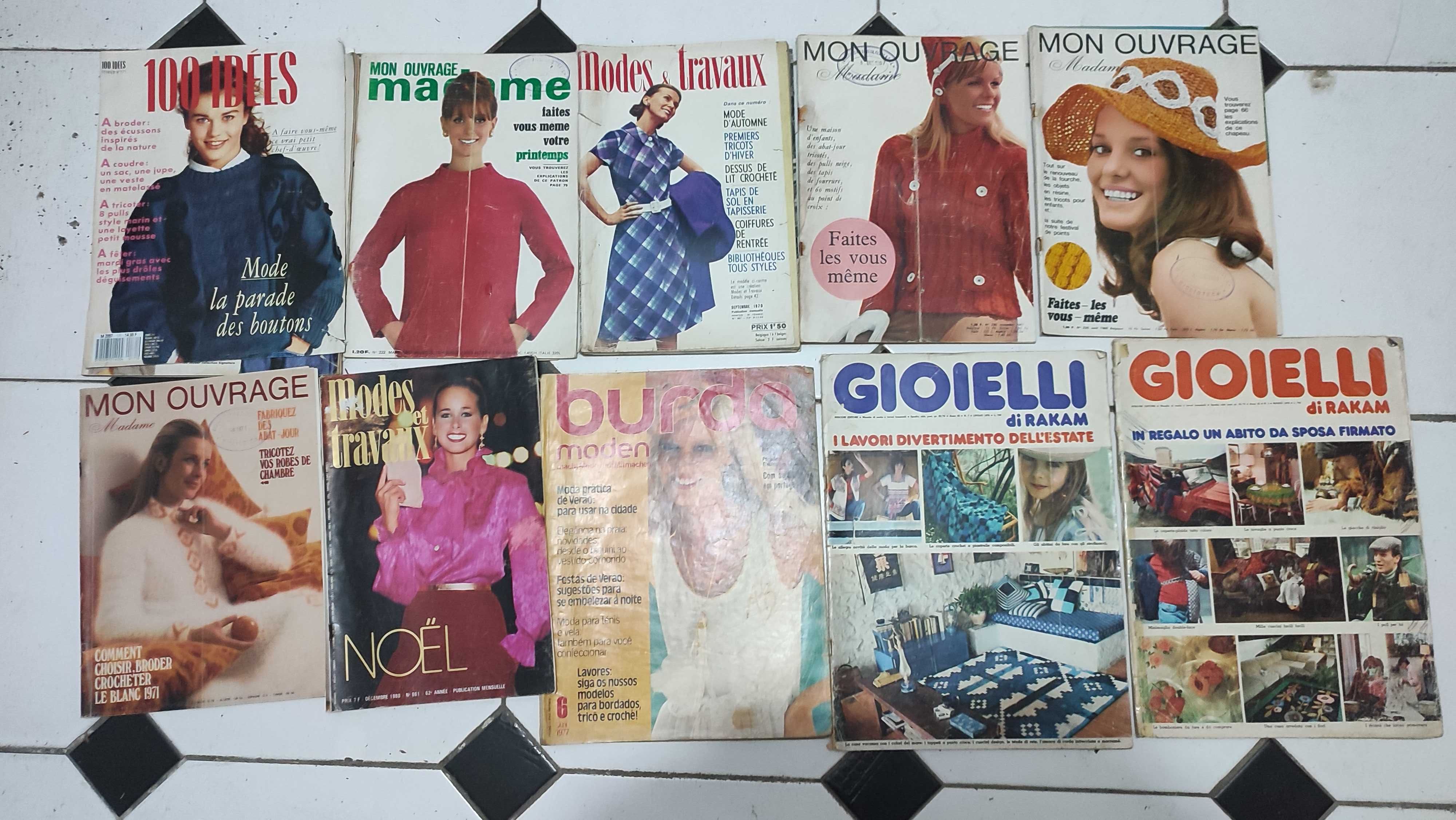 Lote 50 revistas antigas de moda estrangeiras