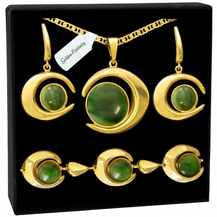 Komplet Biżuterii Naszyjnik Wisiorek Księżyc 925 Bransoletka Kolczyki