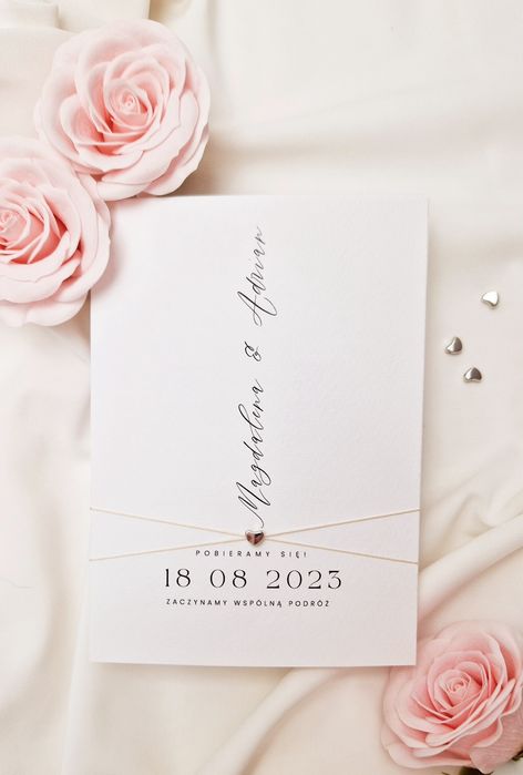 Zaproszenia ślubne z serduszkiem dwukartkowe - nowoczesne i eleganckie