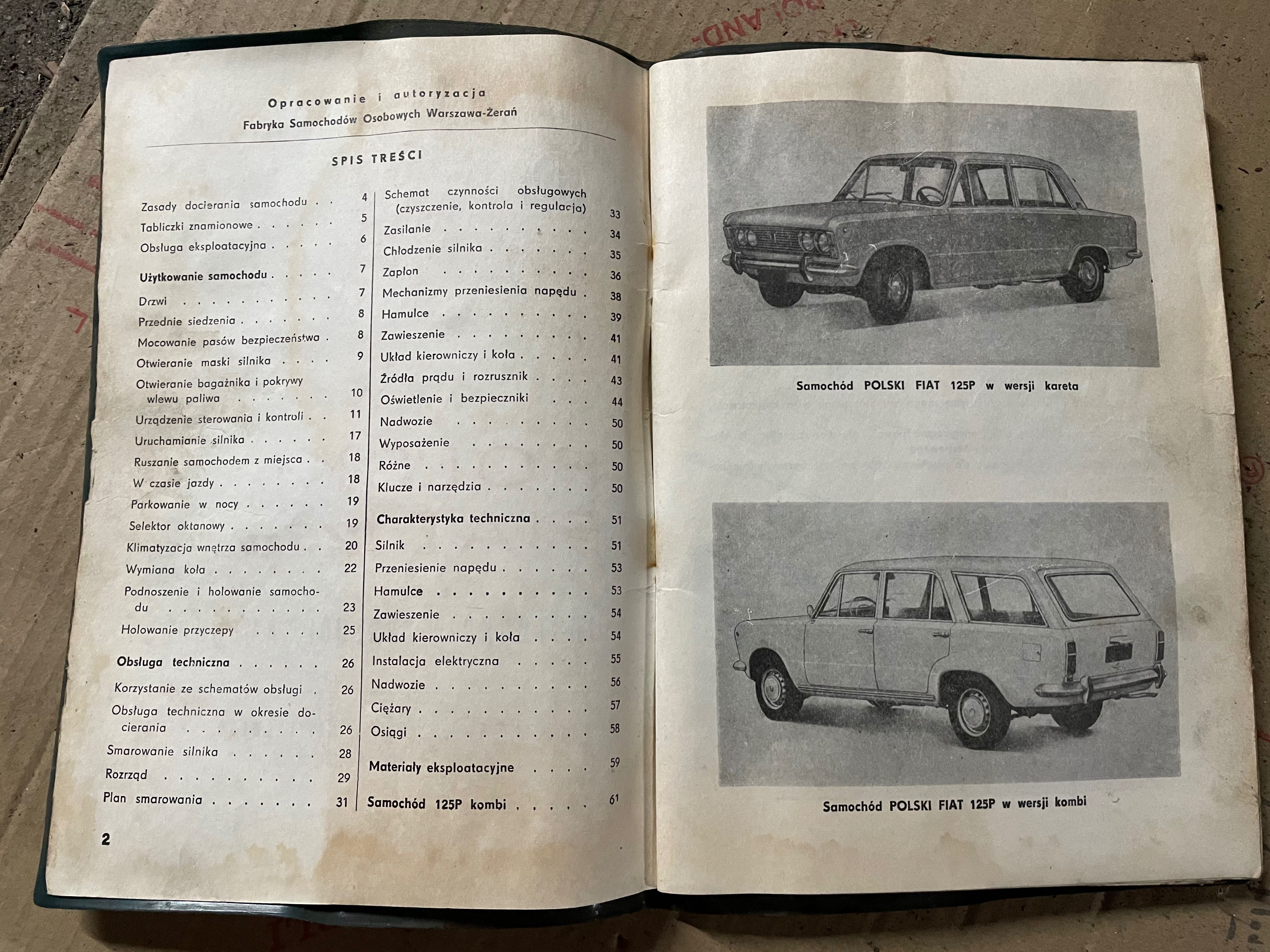 Instrukcja obsługi Fiat 125p z 1972 roku