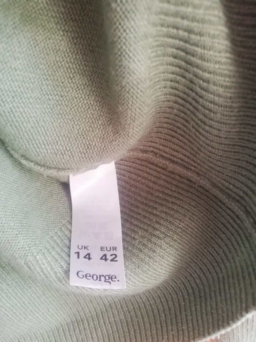 Sweterek damski sweter zielony oliwkowy r 14 George 42 XL dekold V