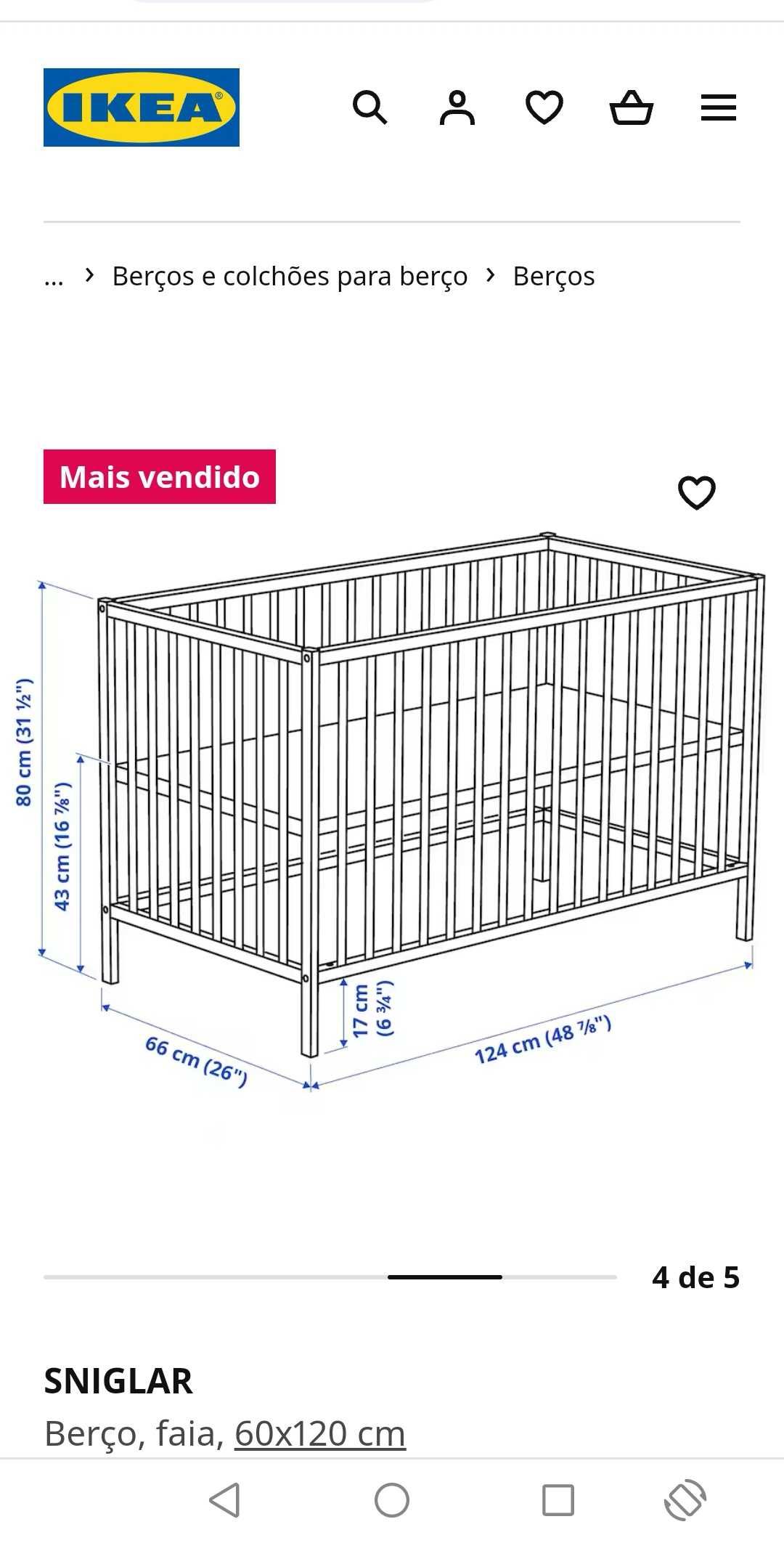 Berço IKEA com colchão e acessórios