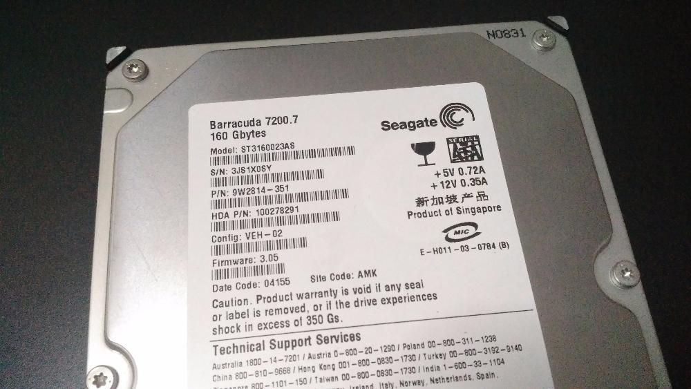 Disco Rígido 3.5" Seagate SATA Barracuda 7200.7 160GB
