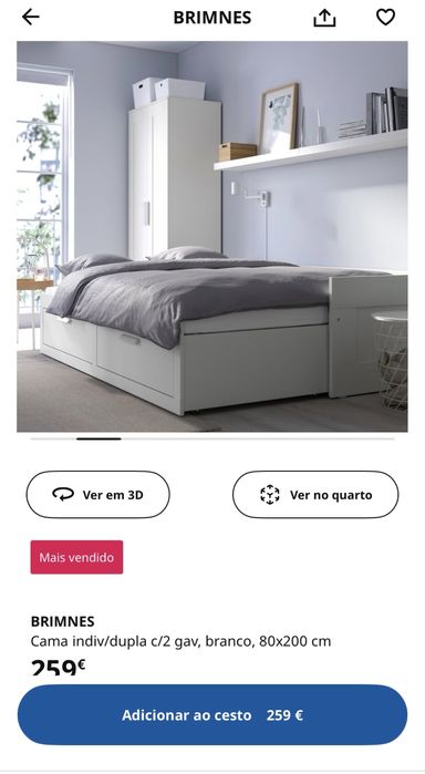Cama Brimnes Ikea Solteiro/Dupla