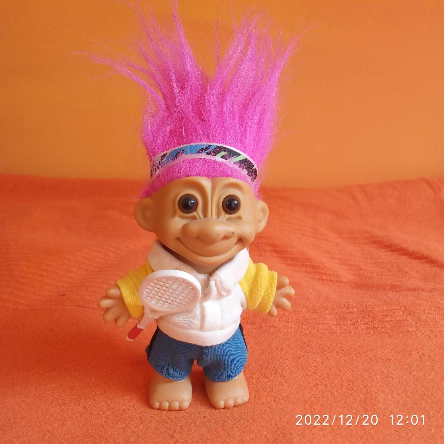 kolekcjonerska figurka DUŻY Troll Trol tenisista retro vintage lata 90