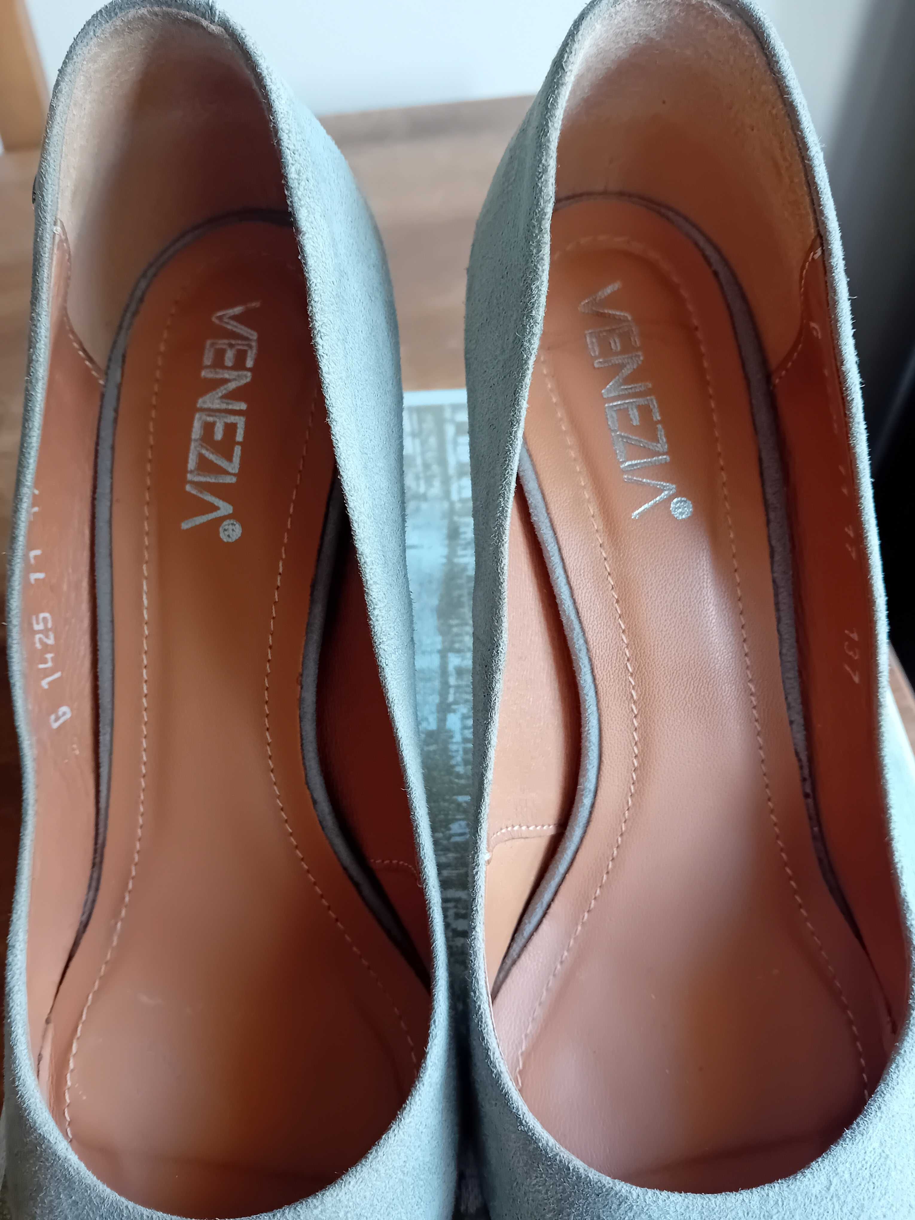 Buty szare szpilki 37 VENEZIA